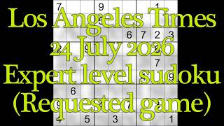 Sudoku solution – Los Angeles Times 24 July 2026 Expert level sudoku screenshot 3
