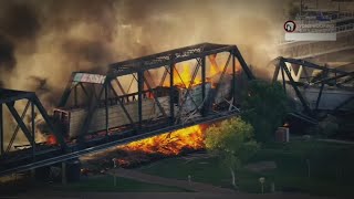 Train derailment and massive fire at Tempe Town Lake