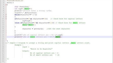 C PROGRAM TO  COUNT CAPITAL SMALL LETTERS