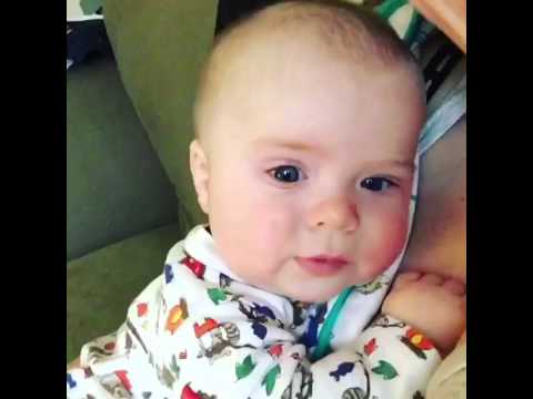 Cute baby says "oh no" after sneezing