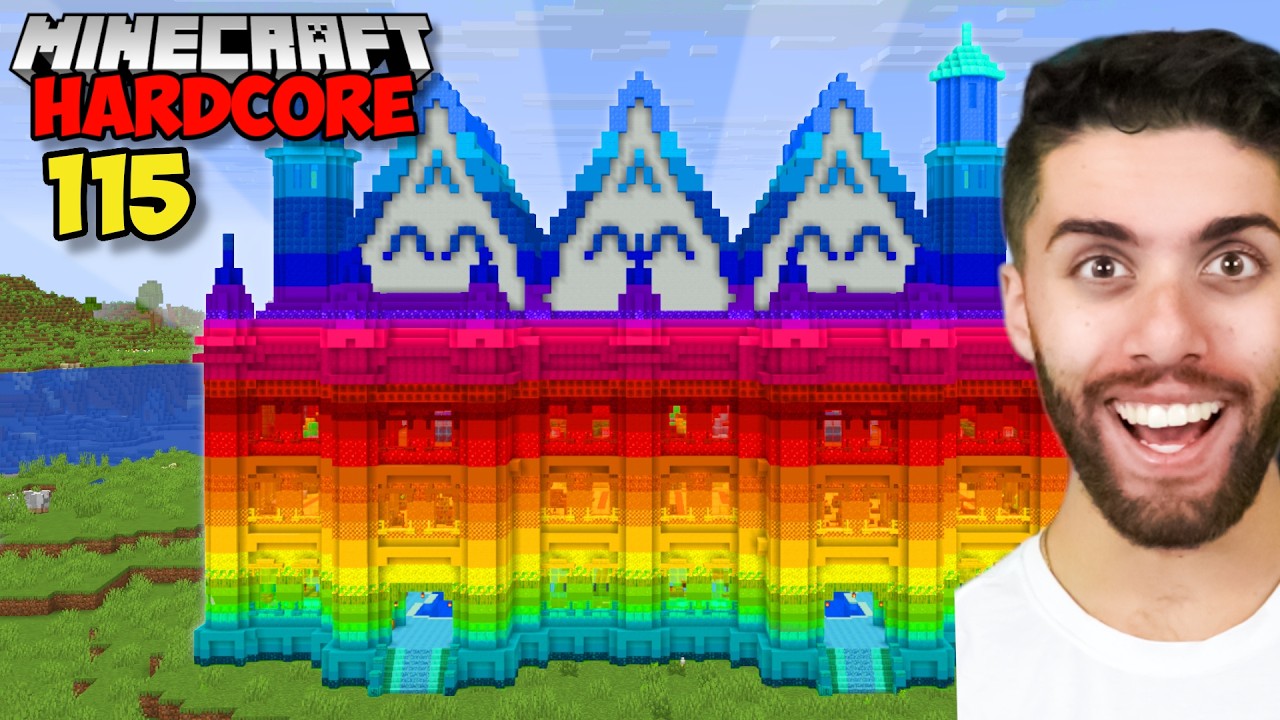 I Built A RAINBOW MANSION In Minecraft Hardcore