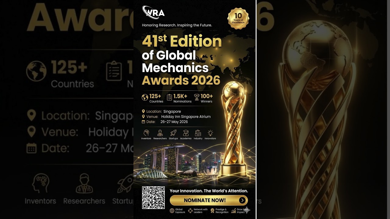 41st Edition of Global Mechanics Awards | 26–27 May 2026 | Global Recognition Round