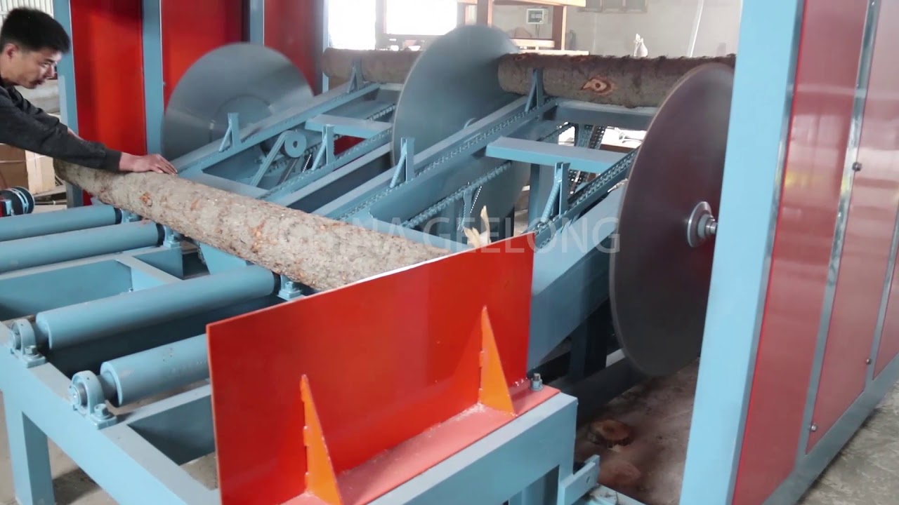 China wood log trimming saw cutting machine YouTube