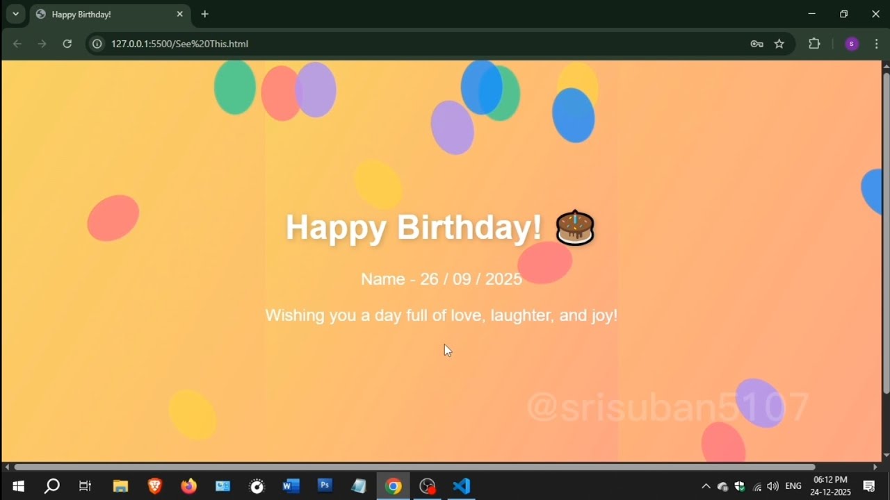 An interactive birthday surprise website built using HTML, CSS, and ...