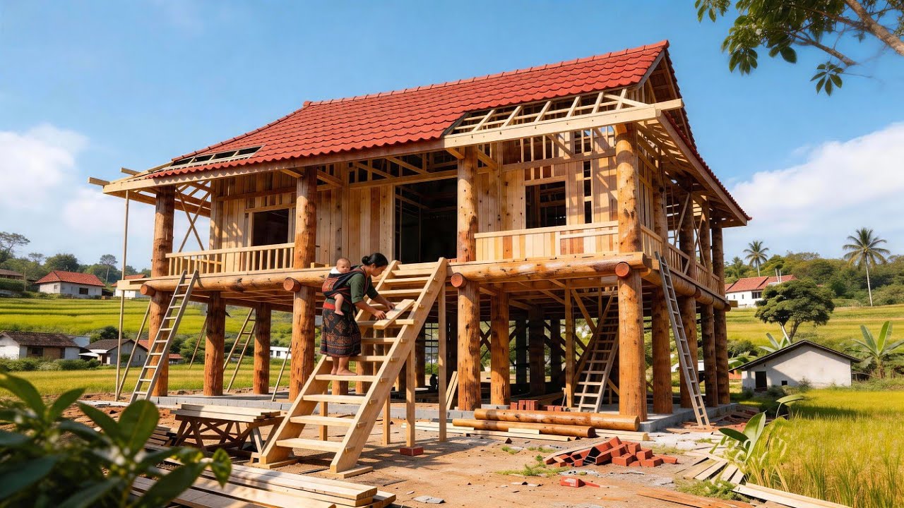 This talented mother built a spacious wooden house in just 265 days ...