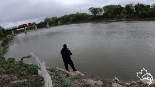 Walk and fish Assiniboine River Winnipeg