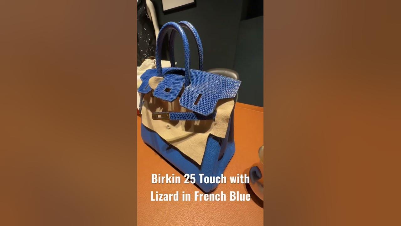 Hermes Birkin 25 French Blue Touch with Lizard and Rose Gold Hardware b25  rgh 