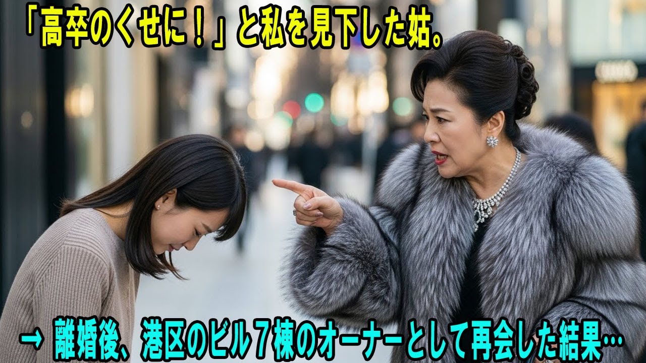 「高卒のくせに！」と私を見下した姑。→ 離婚後、港区のビル７棟のオーナーとして再会した結果… #感動の物語 #AIストーリー
