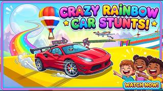 Red Car Stunt Race! 🌈 Sky Ramp Racing Game for Kids 🚗💨 | Car Stunt Master 🔥 screenshot 3
