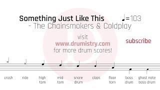 The Chainsmokers & Coldplay - Something Just Like This Drum Score chords