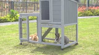 39″L 2-Tier Wooden Rabbit Hutch, For 1-2 Bunnies| CW12U0608/CW12S0624