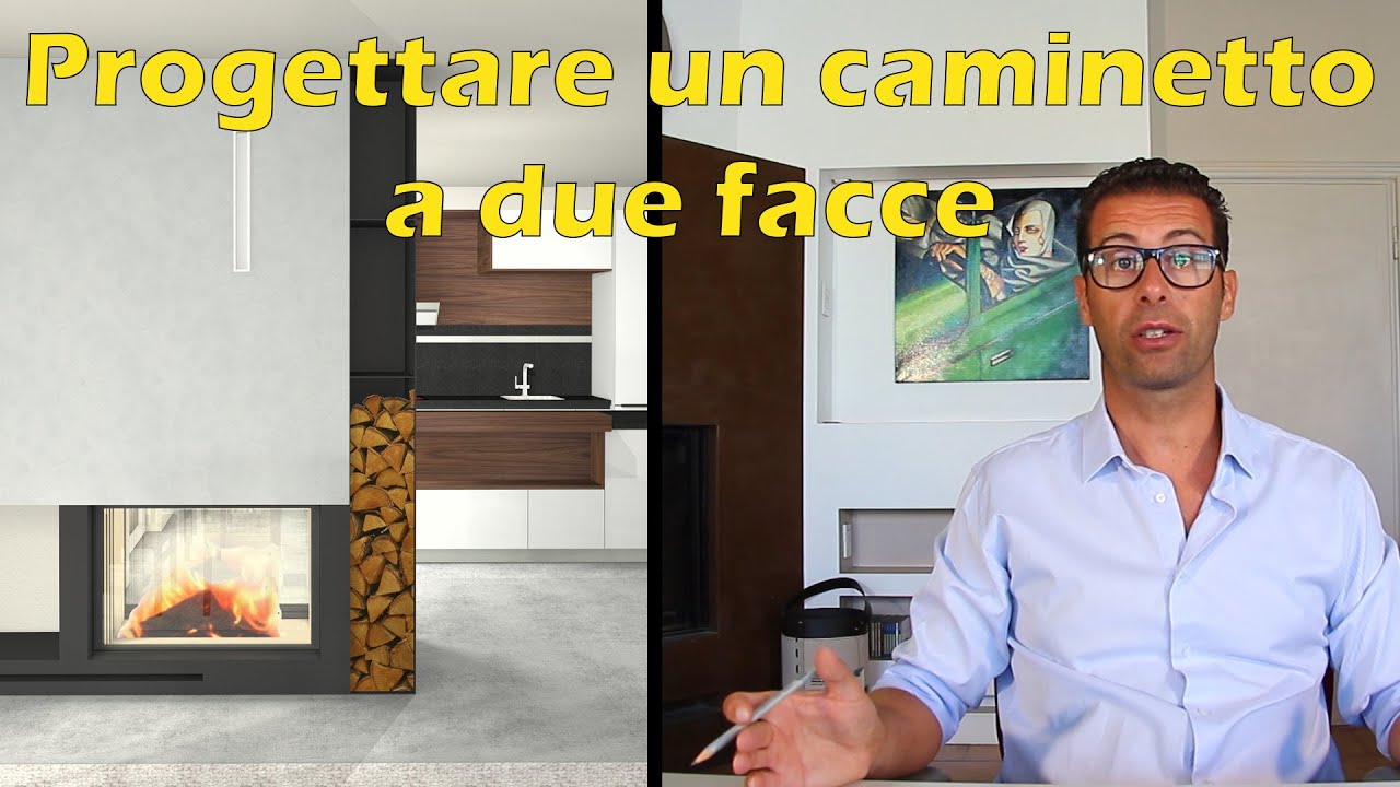 Progettazione caminetto a due facce youtube Rivestimento camino a pellet