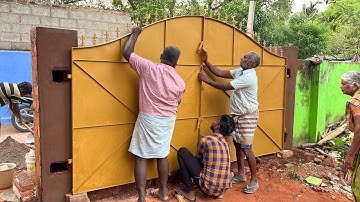 Perfect! Techniques_Entrance Main Gate Accurately Fitting with Pillar Concrete|Gate installation