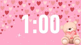 Valentine's Day Themed 1 Minute Timer Video | Classroom Timer | Love Theme | Heart Countdown