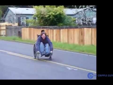 Funny Downhill Wheelchair Race Crash
