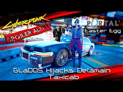 Cyberpunk 2077 - Portal's GLaDOS Hijacks Taxi [Easter Egg] (4K)