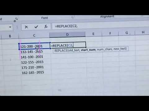 Replace function in excel using formula