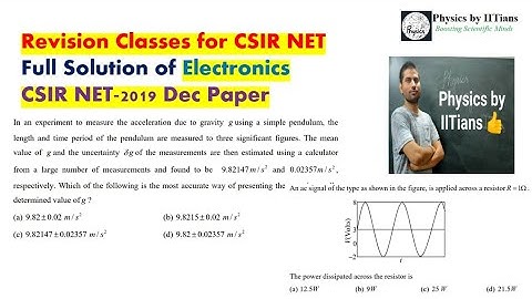 Electronics Solved Paper of CSIR-NET Physical Science 2019👉Target CSIR-NET 2020