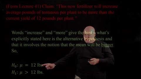 Video Lecture 42   Hypothesis Testing for a Mean, Basic Ideas Part 1