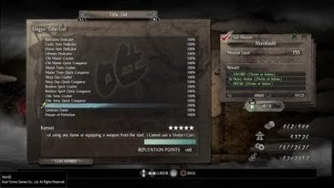 Nioh - Kensei Title and All Ungyo Titles Completed