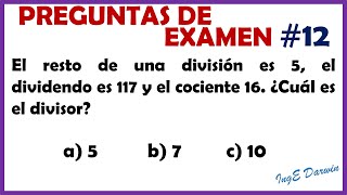 Calcular el divisor si se conoce los demás elementos de una división, muy fácil. PE 12