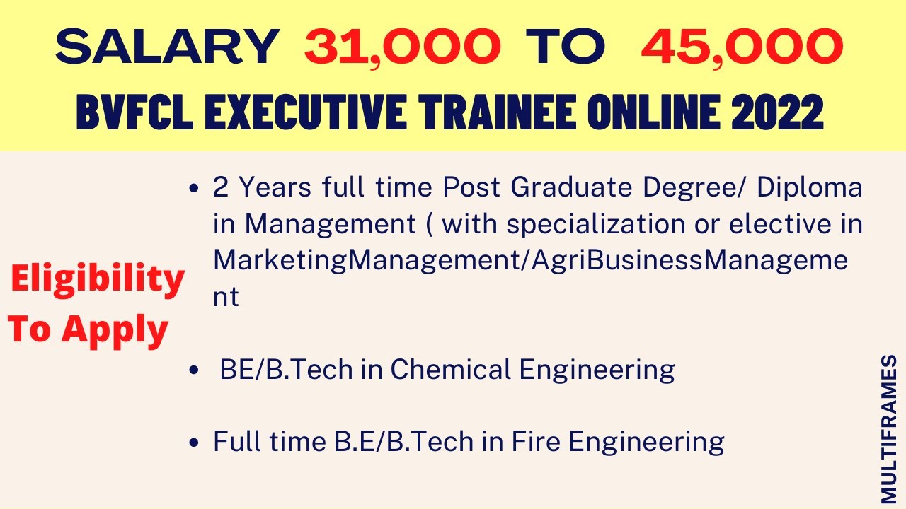 BVFCL Recruitment 2022 | Salary ₹41,000/- | Freshers Eligible | Latest Jobs for Freshers 2022