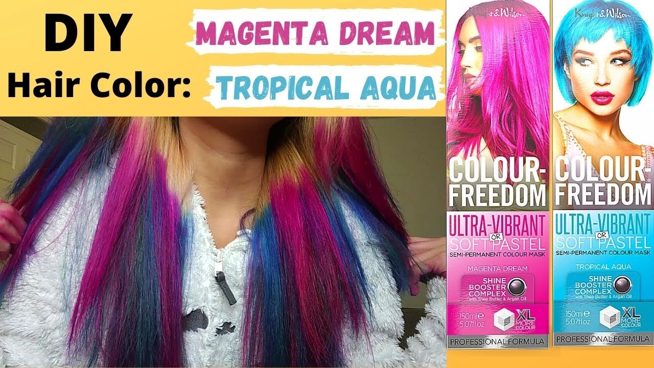 diy-hair-color-knight-wilson-magenta-dream-tropical-aqua-uk-vlog