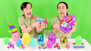 DON'T HIT THE WRONG FIDGET TOYS EGG ★ Target Shooting Challenge with Nerf Darts and Surprise Eggs screenshot 2