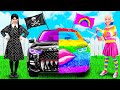 レインボーカーvs 黒い車 チャレンジ | 驚くべきハックとトリック PaRaRa Challenge