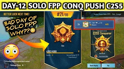 DAY-12 Solo fpp conq rankpush C2S5 | How to get best plus solo fpp | Solo fpp conqueror tips C2S5