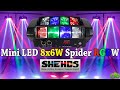 Mini LED Beam 8x6W Spider Light RGBW Laser DJ Show cabeza móvil SHE-MnBS0806A Unboxing y Review