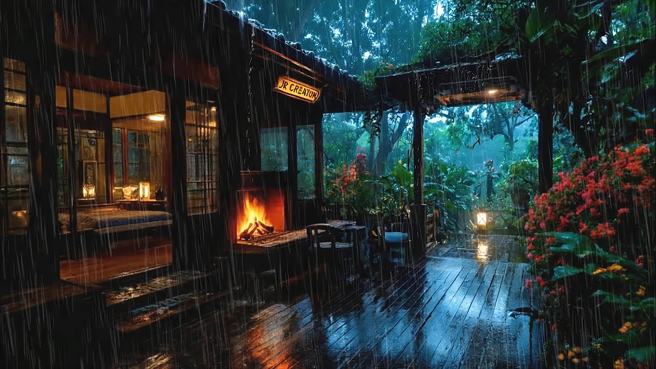 Cozy Cabin Fireplace & Rain Sounds 🌧️🔥 | Night Ambience for Deep Sleep ...