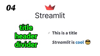 How to make Title, Header in streamlit | Web application python