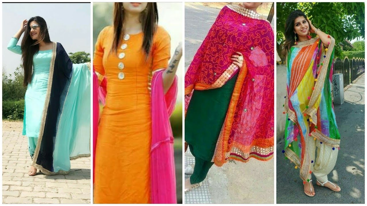 plain patiala suit colour combination | punjabi suit best colour  combinations for plain salwar suits - YouTube