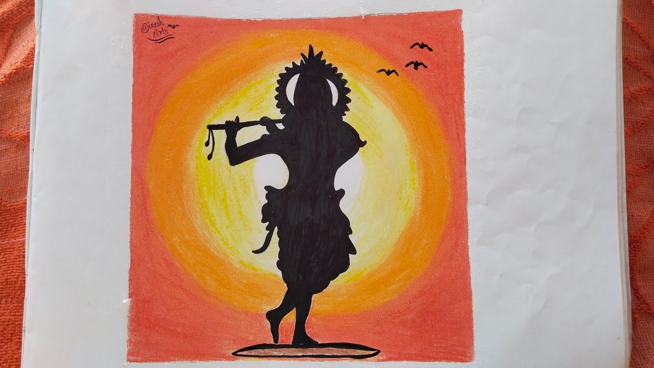 Divine shree Krishna art 😍| in sunset theme 🌞| full painting process 