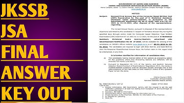 #jkssbanswerkey#jkssbfreshupdates| JKSSB JUNIOR STATISTICAL ASSISTANT FINAL/REVISED ANSWER KEY OUT