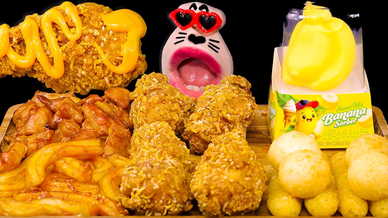 Звуки еды в стиле ASMR: курица, копчёная на углях, и хрустящая жареная курица (мукганг).