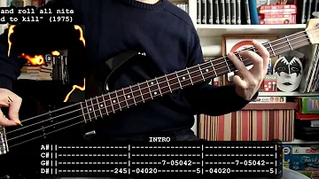 KISS - Rock and roll all nite (bass cover w/ Tabs) [full HD]