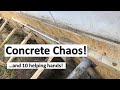 Renovating an abandoned tiny house #11: Concrete Chaos! ...and ten helping hands