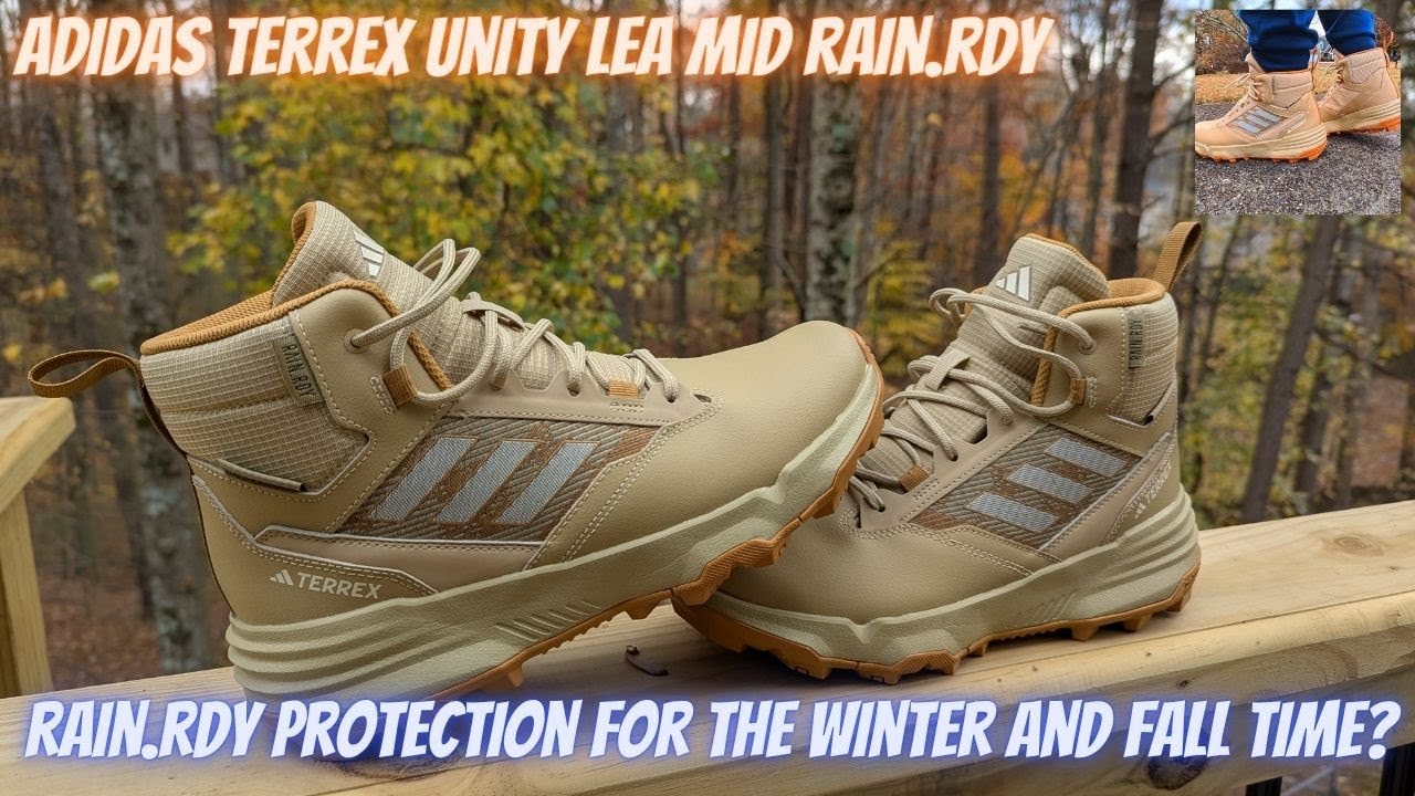Adidas Terrex Unity Lea Mid R.RDY Hiking Boots IF4978  Beige Ecru Men\'s Size 10 Adidas Terrex Unity Leather Mid RAIN.RDY Hiking Shoe, Style  main image 2