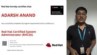 Student Review (Adarsh Anand) - Red Hat RHCSA Certification feedback
