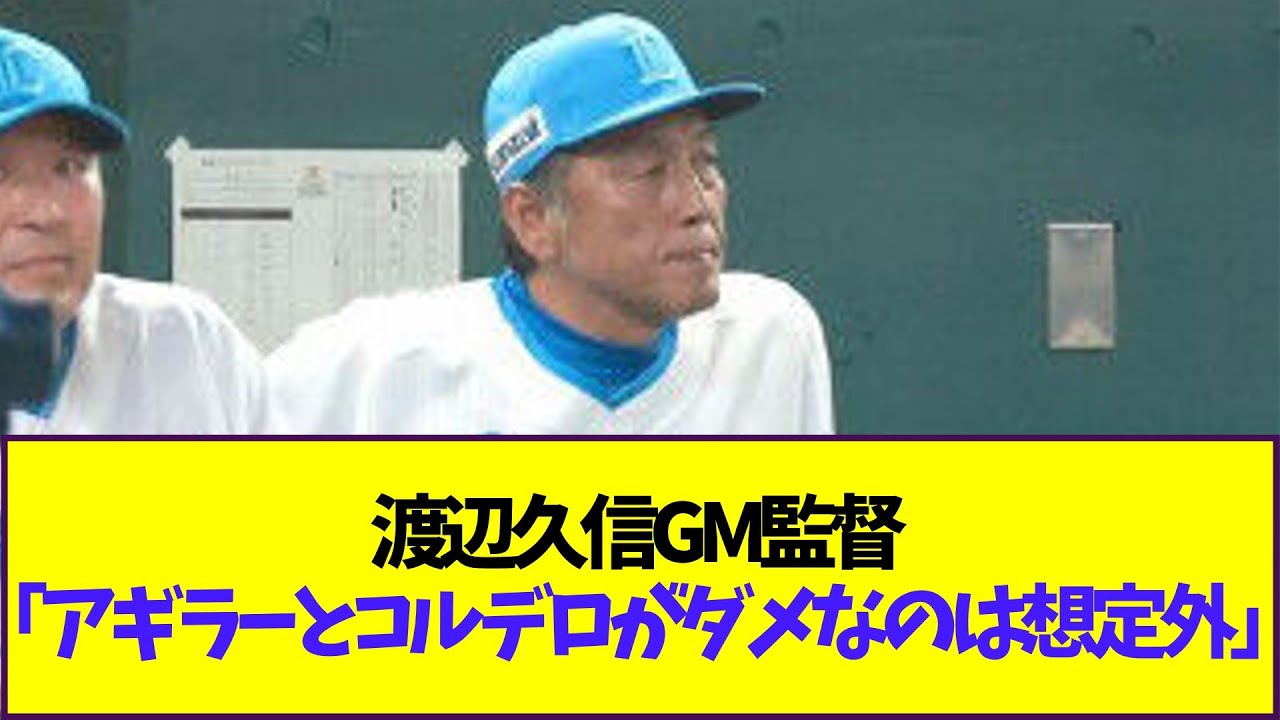 渡辺久信GM監督「アギラーとコルデロがダメなのは想定外」【なんJ反応】