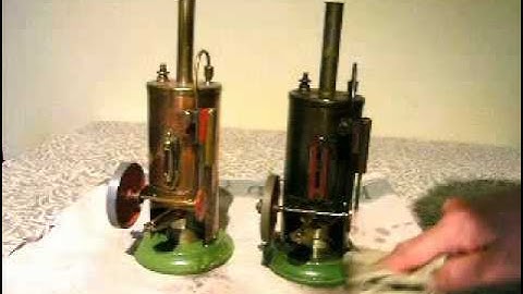 Two Burnac vulcan steam toys in action