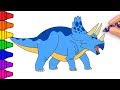How to draw a dinosaur for kids | Learn to draw Triceratops | Club Baboo