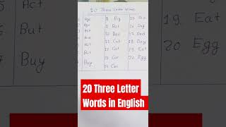 Famous 20 Three Letter Words in English | English Grammar #threeletterswords #shorts #youtubeshorts Net Worth