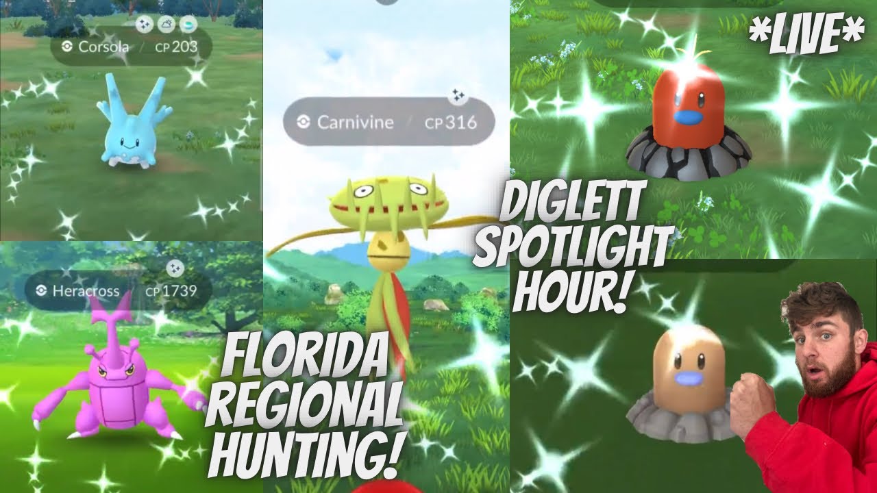 Diglett Spotlight Hour and Regional Pokemon Shiny Hunt In Pokemon Go ...