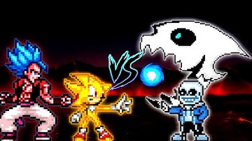 Gogeta V3.5 OP (all form) & Shadic V2 OP (all form) VS Classic Sans V3 OP in Jump Force Mugen