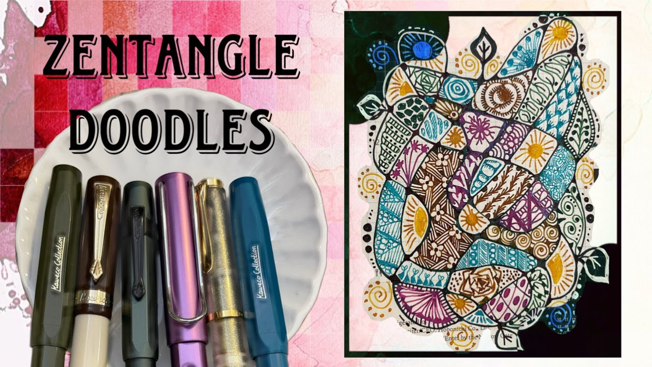 ZENTANGLE DOODLE with me  FOUNTAIN PENS ART #zentangle 