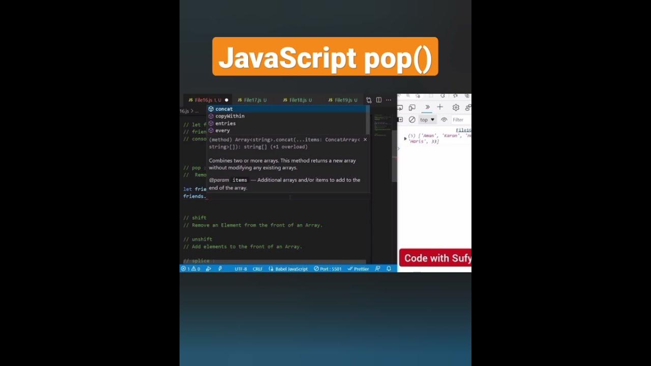 JavaScript Array pop() Method | JavaScript Tutorial For Beginners # ...