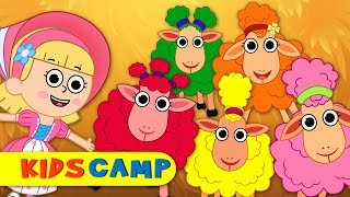 five cute colorful sheep jumping in the shed nursery rhyme by kidscamp